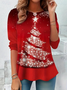 Women Christmas Long Sleeve Tee T-shirt Crew Neck Casual Spring/Fall Tunic Top