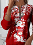 Women Christmas Snowman Crew Neck Printing Casual Spring/Fall Long Sleeve Sweatshirt