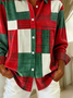 Women Christmas Long Sleeve Shirt Spring/Fall Buckle Shirt Collar Regular Sleeve Daily Casual Top
