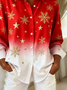 Women Christmas Long Sleeve Shirt Spring/Fall Buckle Shirt Collar Regular Sleeve Daily Casual Top