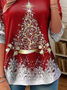 Women Christmas Long Sleeve Tee T-shirt Crew Neck Casual Spring/Fall Tunic Top