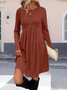Women Plain Long Sleeve Spring/Fall Split Joint Dress Crew Neck Daily Casual Mini Tank A-Line Dress