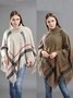 Women's Spring/Fall Outerwear Vintage Tassel Color Block Turtleneck Cape Coat