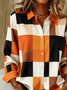 Women Abstract Long Sleeve Shirt Spring/Fall Buckle Shirt Collar Regular Sleeve Daily Casual Top