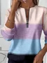 Women Multicolor Block Crew Neck Printing Casual Spring/Fall Long Sleeve Sweatshirt