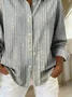Women Striped Long Sleeve Shirt Spring/Fall Buckle Shirt Collar Regular Sleeve Daily Casual Top