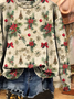 Women Christmas Crew Neck Printing Casual Spring/Fall Long Sleeve Sweatshirt