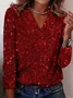 Women Christmas Long Sleeve Tee T-shirt V Neck Printing Casual Spring/Fall Graphic Tee Top