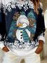 Women Christmas Snowman Spring/Fall Printing Long Sleeve Casual Daily Hoodie