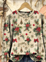 Women Christmas Crew Neck Printing Casual Spring/Fall Long Sleeve Sweatshirt