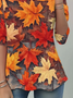 Women Maple Leaf Long Sleeve Tee T-shirt Crew Neck Casual Spring/Fall Tunic Top