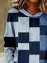 Women Abstract Plaid Spring/Fall Printing Long Sleeve Casual Daily Hoodie