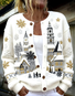 Women Christmas Long Sleeve Stand Collar Casual Spring/Fall Cardigan Outerwear