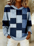 Women Abstract Plaid Spring/Fall Printing Long Sleeve Casual Daily Hoodie