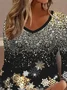 Women Christmas Long Sleeve Tee T-shirt V Neck Printing Casual Spring/Fall Graphic Tee Top