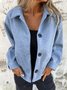 Women Spring/Fall Outerwear Vintage Split Joint Plain Long Sleeve Shawl Collar Jacket