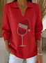 Women Christmas Printing Spring/Fall Casual Long Sleeve Shawl Collar Sweater