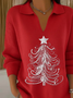 Women Christmas Printing Spring/Fall Casual Long Sleeve Shawl Collar Sweater