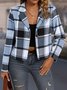 Women Spring/Fall Outerwear Vintage Printing Plaid Long Sleeve Lapel Collar Jacket