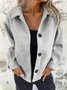 Women Spring/Fall Outerwear Vintage Split Joint Plain Long Sleeve Shawl Collar Jacket