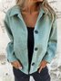 Women Spring/Fall Outerwear Vintage Split Joint Plain Long Sleeve Shawl Collar Jacket