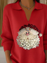 Women Santa Claus Printing Spring/Fall Casual Long Sleeve Shawl Collar Sweater