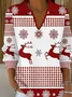 Women Christmas Printing Spring/Fall Casual Long Sleeve Shawl Collar Sweater