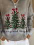 Women Christmas Shawl Collar Printing Casual Spring/Fall Long Sleeve Sweatshirt