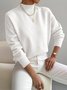 Women Plain Split Joint Winter Street Long Sleeve Mock Neck Sweater