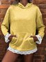 Women Plain Hoodie Split Joint Vintage Spring/Fall Long Sleeve Sweatshirt