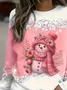 Women Christmas Snowman Long Sleeve Tee T-shirt Crew Neck Printing Casual Spring/Fall Graphic Tee Top