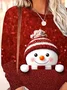 Women Christmas Snowman Long Sleeve Tee T-shirt Crew Neck Printing Casual Spring/Fall Graphic Tee Top