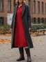 Women Plain Long Sleeve Autumn Dress Shawl Collar Daily Casual Maxi H-Line Dress