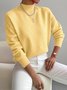 Women Plain Split Joint Winter Street Long Sleeve Mock Neck Sweater