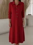 Women Plain Long Sleeve Autumn Dress Shawl Collar Daily Casual Maxi H-Line Dress