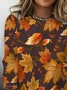 Women Maple Leaf Long Sleeve Tee T-shirt Crew Neck Printing Casual Spring/Fall Graphic Tee Top