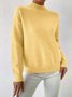 Women Plain Split Joint Winter Street Long Sleeve Mock Neck Sweater