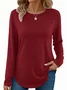 Women Plain Color Long Sleeve Tee T-shirt Crew Neck Printing Casual Spring/Fall Graphic Tee Top