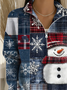 Women Christmas Snowman Shawl Collar Printing Casual Spring/Fall Long Sleeve Sweatshirt