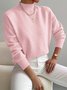 Women Plain Split Joint Winter Street Long Sleeve Mock Neck Sweater