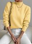 Women Plain Split Joint Winter Street Long Sleeve Mock Neck Sweater