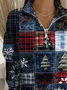 Women Christmas Shawl Collar Printing Casual Spring/Fall Long Sleeve Sweatshirt
