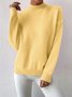 Women Plain Split Joint Winter Street Long Sleeve Mock Neck Sweater