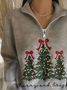 Women Christmas Shawl Collar Printing Casual Spring/Fall Long Sleeve Sweatshirt