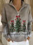 Women Christmas Shawl Collar Printing Casual Spring/Fall Long Sleeve Sweatshirt
