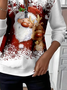 Women Santa Claus Crew Neck Printing Casual Spring/Fall Long Sleeve Sweatshirt