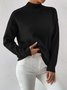 Women Plain Split Joint Winter Street Long Sleeve Mock Neck Sweater