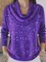 Women Plain Spring/Fall Casual Long Sleeve Crew Neck Cotton Sweater