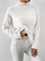 Women Plain Split Joint Winter Street Long Sleeve Mock Neck Sweater