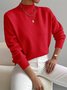 Women Plain Split Joint Winter Street Long Sleeve Mock Neck Sweater